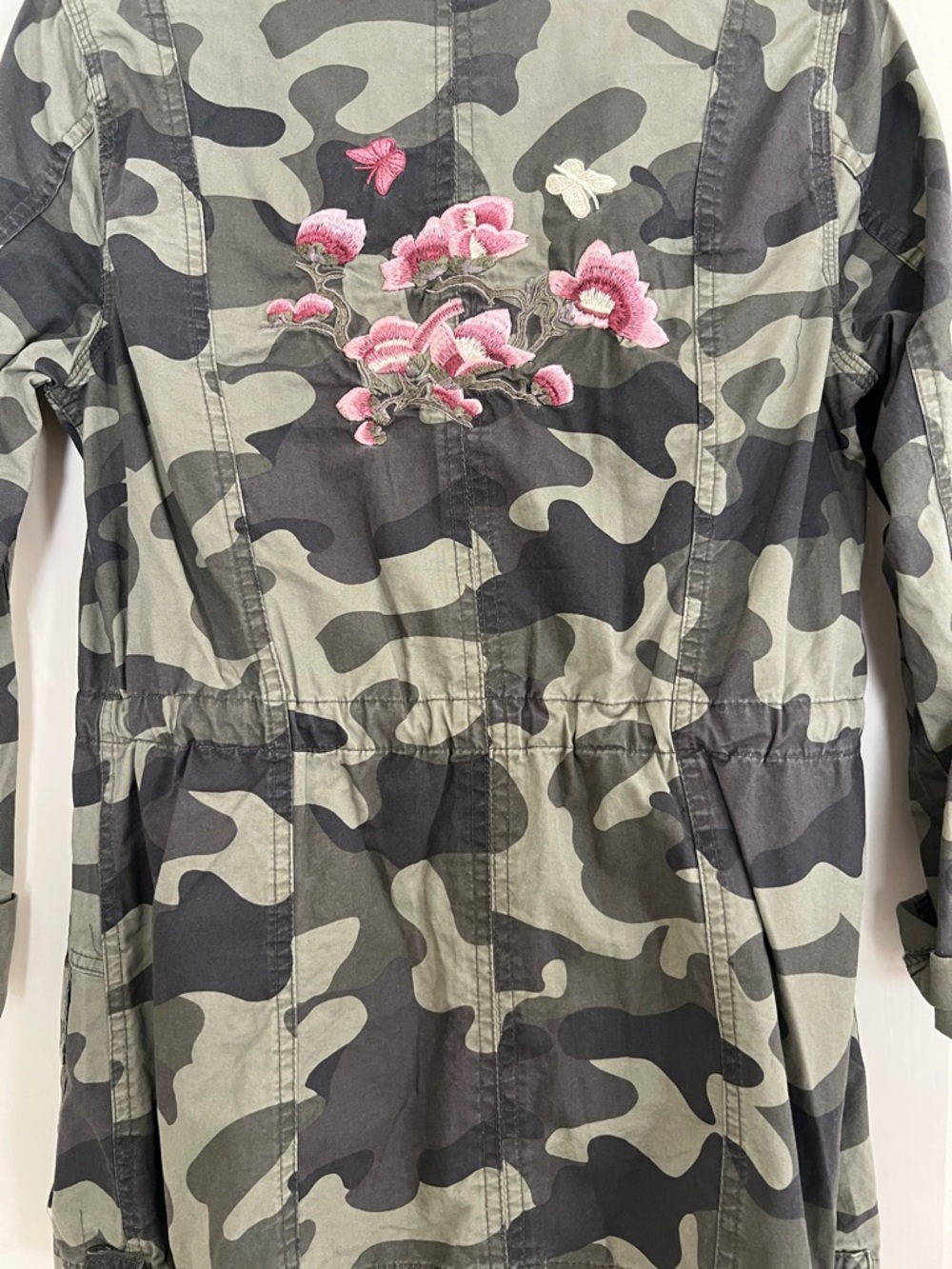 Ashley By 26 International Green Camo Utility Jacket with Pink Floral Accent S - Picture 9 of 12